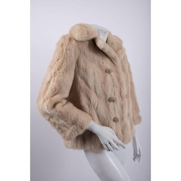 Vintage Cropped Rabbit Fur Blonde Jacket Coat - Picture 2 of 8